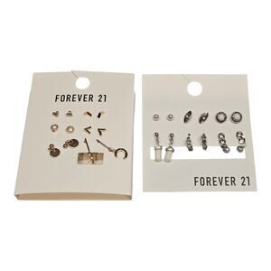 Forever 21 Silver and Gold Earrings Set with Studs and Hoops